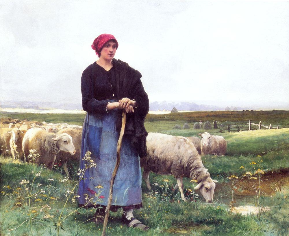 Julien Dupre A Shepherdess with her flock